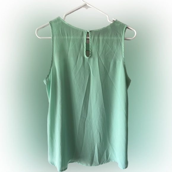 INC brand sleeveless turquoise top with sheer panels - Picture 3 of 3